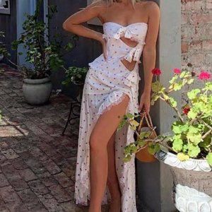 For Love & Lemons Praline Strapless Maxi Dress SML